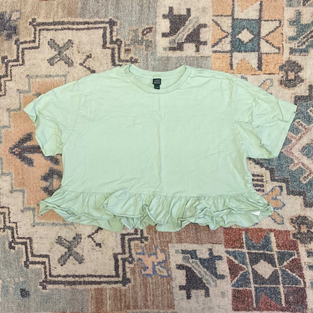 wildfable ruffle green tee